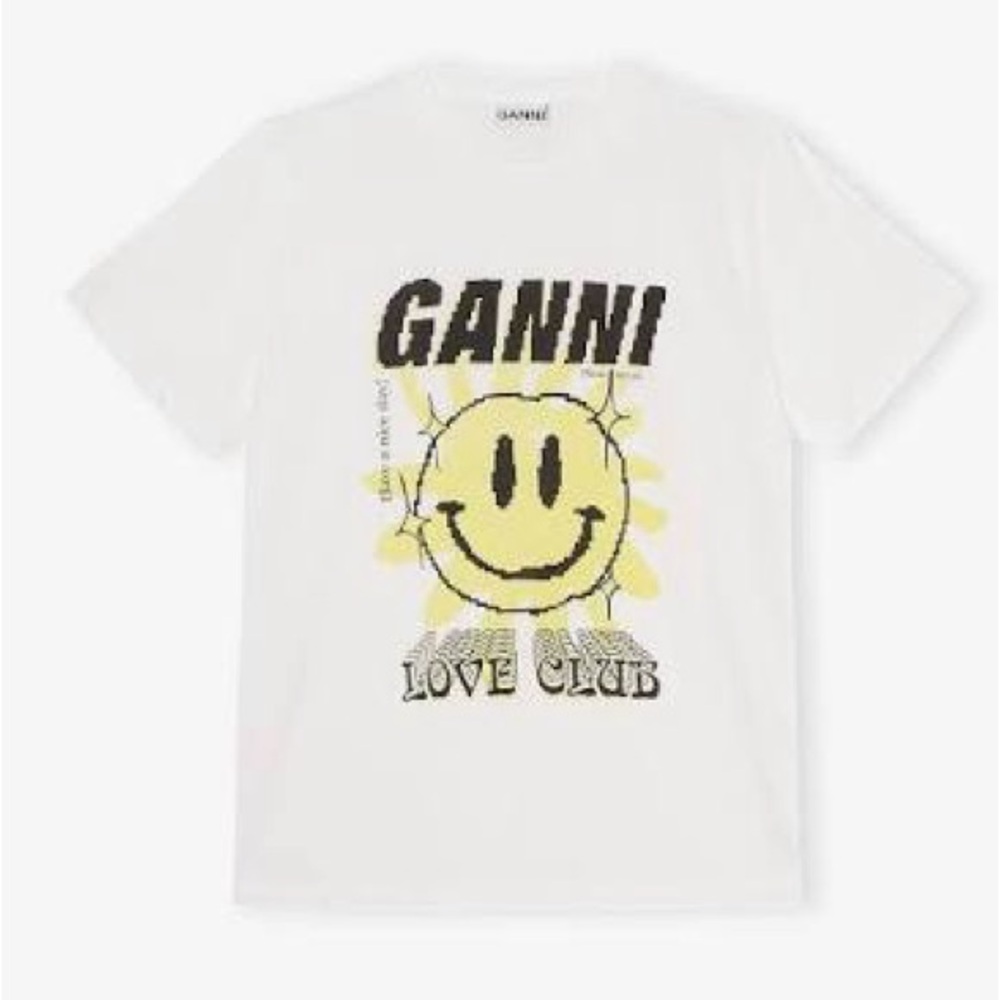 Ganni White Love Club Tee